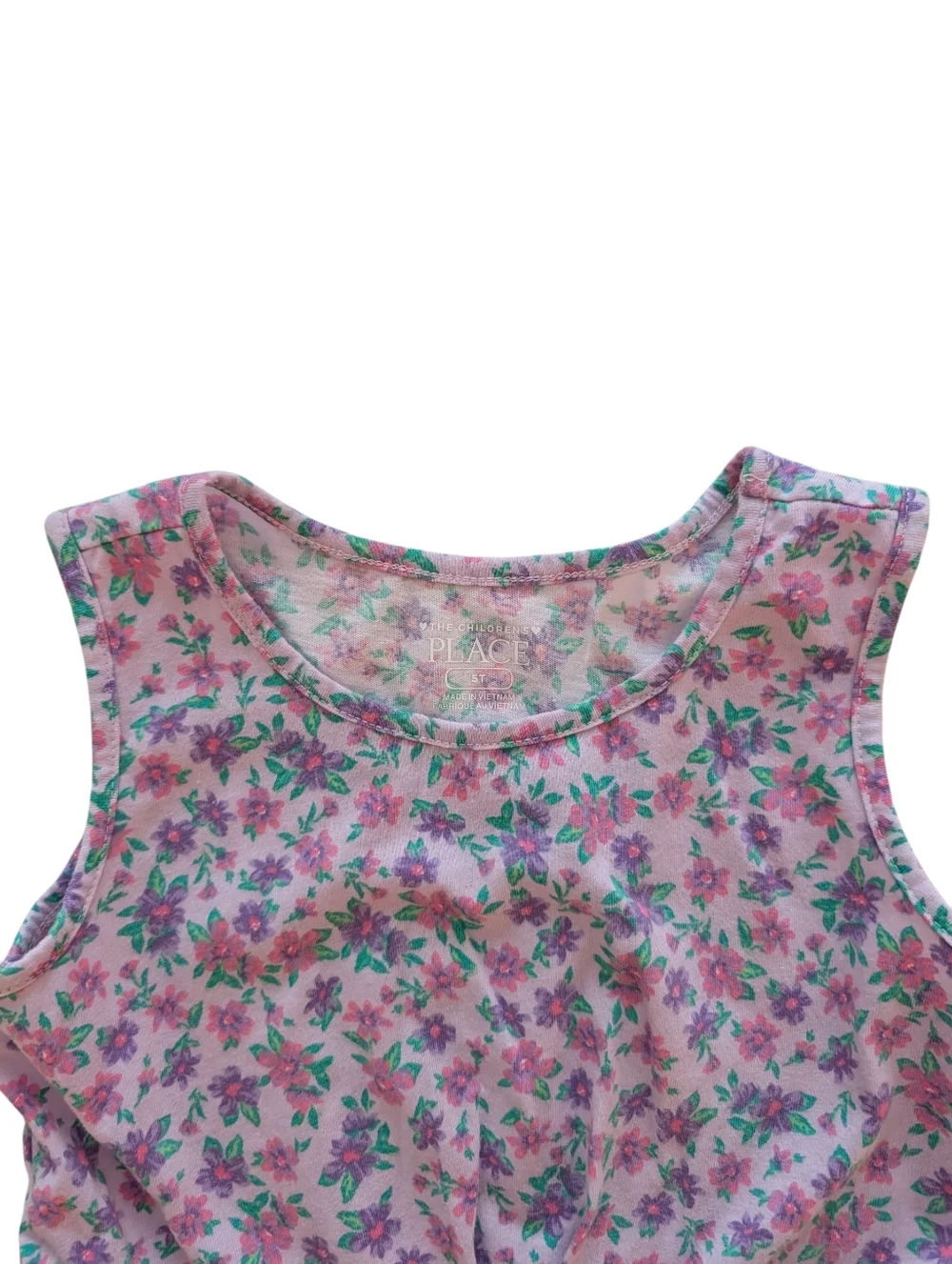 The Children's Place Girls' Pink Floral Knot-Front Dress Cotton Size 5T - Picture 4 of 9